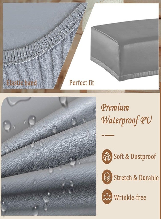 Levoberg Bar Stool Cover Rectangle Waterproof PU Counter Height Barstool Slipcovers Rectangular Vanity Stool Cover Kitchen Counter Saddle Seat Cover for Wooden Metal Bench Set of 4 Dark Gray - Image 5